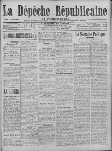 24/11/1912 - La Dépêche républicaine de Franche-Comté [Texte imprimé]