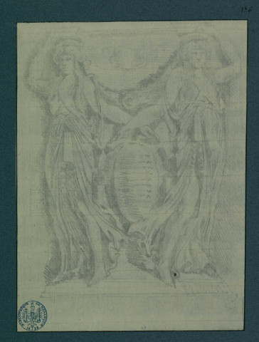 Motif décoratif de style antique, avec deux personnages , [S.l.] : [s.n.], [1700-1800]