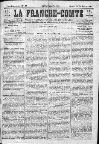 26/01/1861 - La Franche-Comté : organe politique des départements de l'Est
