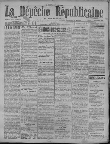 01/09/1923 - La Dépêche républicaine de Franche-Comté [Texte imprimé]