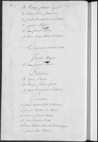 Registre des délibérations municipales 1er janvier - 31 décembre 1744