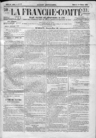 01/02/1860 - La Franche-Comté : organe politique des départements de l'Est