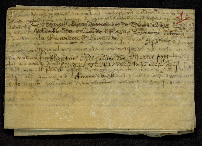Ms 1296-14 - Testaments provenant de l'officialité de Besançon : 1656/1657