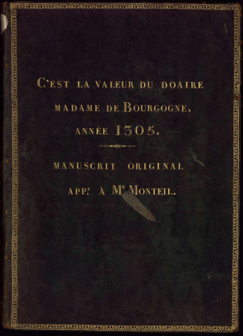 Ms 914 - Compte des revenus et de l'entretien des domaines qui composaient, en dehors des salines, le douaire qu'avait en Franche-Comté Mahaut d'Artois, veuve d'Othon IV, ancien souverain de cette province ; les recettes embrassent la période comprise entre la Saint-Michel de l'année 1304 et Pâques de l'an 1305, les dépenses étant rapportées jusqu'à la Saint-Michel de 1305