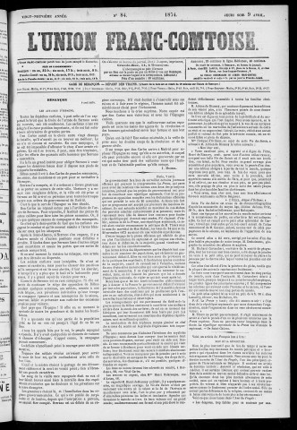 09/04/1874 - L'Union franc-comtoise [Texte imprimé]