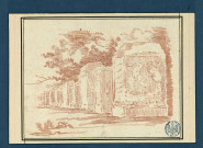 4 - Stèles alignées dans un jardin , Italie, Rome, vers 1760