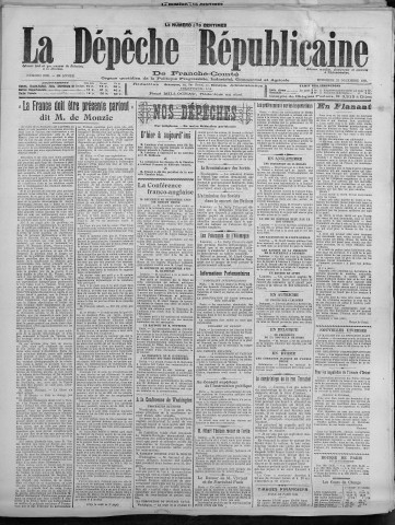 21/12/1921 - La Dépêche républicaine de Franche-Comté [Texte imprimé]