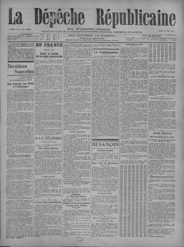 27/04/1920 - La Dépêche républicaine de Franche-Comté [Texte imprimé]