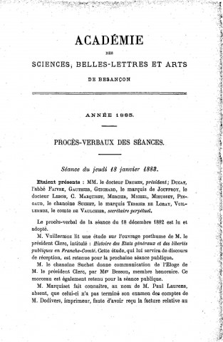 01/01/1883 - Procès-verbaux des séances [Texte imprimé] /