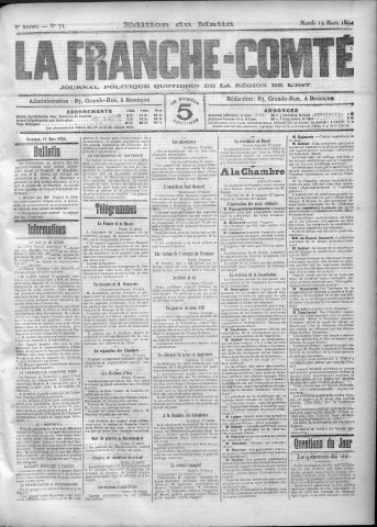 13/03/1894 - La Franche-Comté : journal politique de la région de l'Est