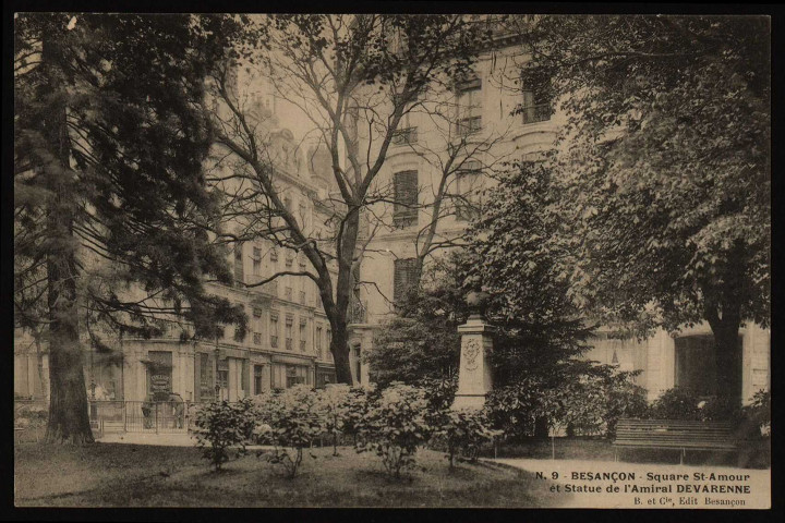 Besançon - Besançon - Square St-Amour et Statue de l'Amiral DEVARENNE. [image fixe] , Besançon : B. et Cie Edit. Besançon., 1903/1930