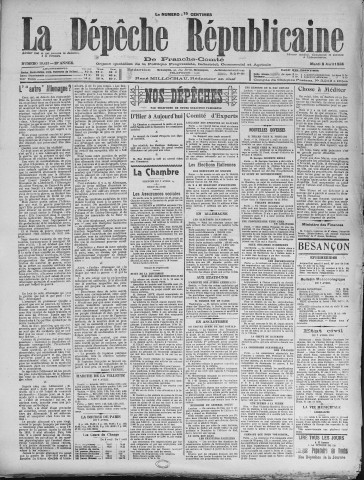 08/04/1924 - La Dépêche républicaine de Franche-Comté [Texte imprimé]