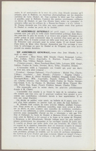 01/1946 - Bulletin / Société des amis de Léon Deubel