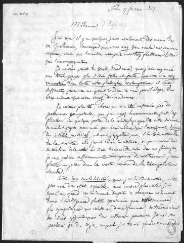Ms 2934 : Tome I - Lettres et brouillons de lettres envoyées par P.-J. Proudhon : Agoult à Bergmann