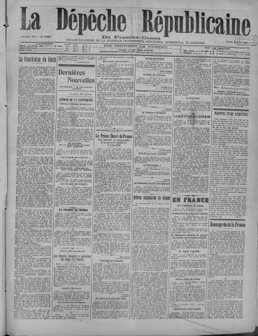 05/08/1919 - La Dépêche républicaine de Franche-Comté [Texte imprimé]