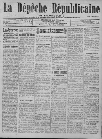 06/02/1913 - La Dépêche républicaine de Franche-Comté [Texte imprimé]