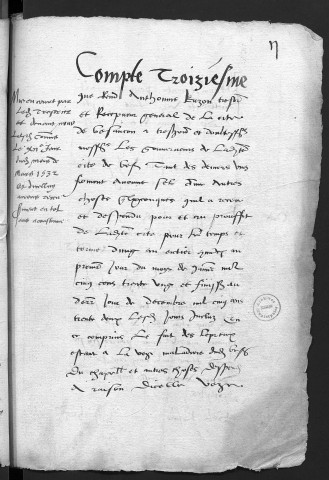 Comptes de la Ville de Besançon, recettes et dépenses, Compte de Antoine Buzon (1er janvier - 31 décembre 1532)