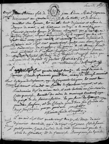 Paroisse de Bregille : baptêmes (naissances), mariages, sépultures (décès) (3 janvier au 30 décembre 1792)