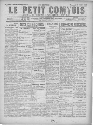 18/07/1919 - Le petit comtois [Texte imprimé] : journal républicain démocratique quotidien