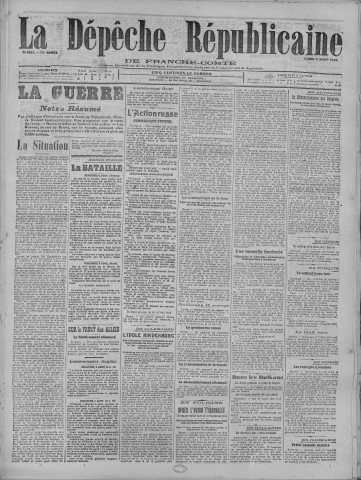 07/08/1916 - La Dépêche républicaine de Franche-Comté [Texte imprimé]