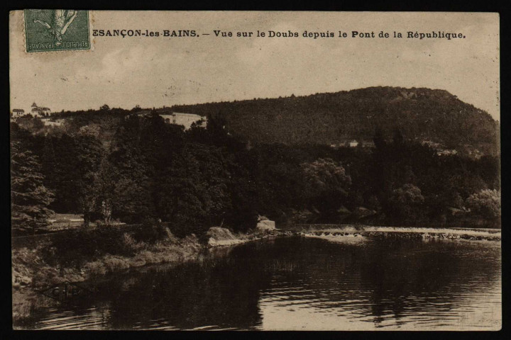 Besancon-les-Bains. Vue sur le Doubs depuis le pont de la République [image fixe] , Besancon : C.L.B. Etablissements C. Lardier, 1914/1921