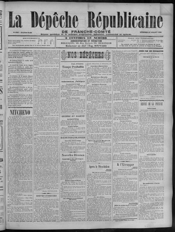 27/07/1906 - La Dépêche républicaine de Franche-Comté [Texte imprimé]