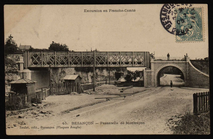 Besançon - Passerelle de Montrapon [image fixe] , Besançon : Teulet, édit. (plaques Jougla), 1901-1905
