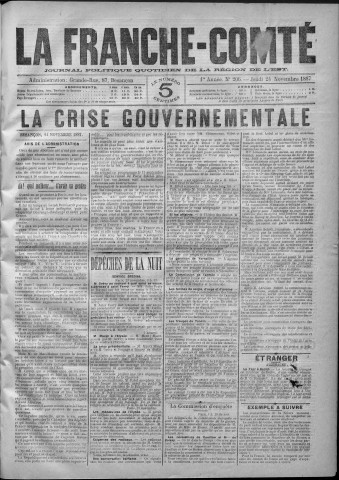24/11/1887 - La Franche-Comté : journal politique de la région de l'Est