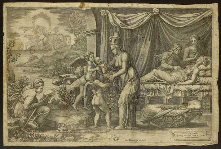 La naissance de Memnon [image fixe] / Iac. Honeruogt excudit. In Iul. Ro. picta in palatio The .D. Duc. Mant. Georgius Ghisi Man f. 1560 :, 1630/1660