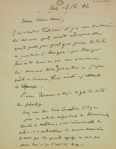 Ms Z 639-1594-2 - Lettre.