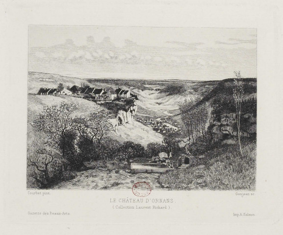 Le Château d'Ornans (Collection Laurent Richard) [estampe] / Gaujean sc.  ; Courbet pinx. ; Imp. A. Salmon , [S.l.] : [s.n.], [1873]