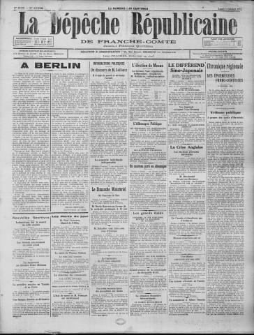 05/10/1931 - La Dépêche républicaine de Franche-Comté [Texte imprimé]