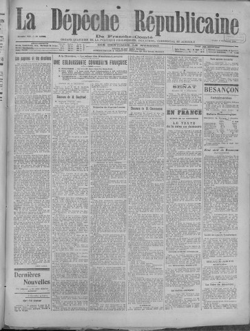 09/12/1919 - La Dépêche républicaine de Franche-Comté [Texte imprimé]