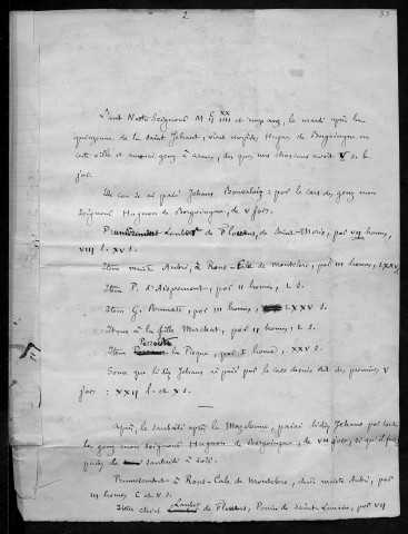 Ms 1842 - Inventaire et analyse des registres des délibérations municipales de la Ville de Besançon : années 1290-1496 (tome I). Notes d'Auguste Castan (1833-1892)