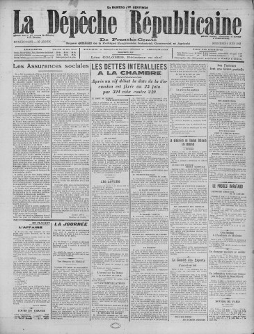 05/06/1929 - La Dépêche républicaine de Franche-Comté [Texte imprimé]