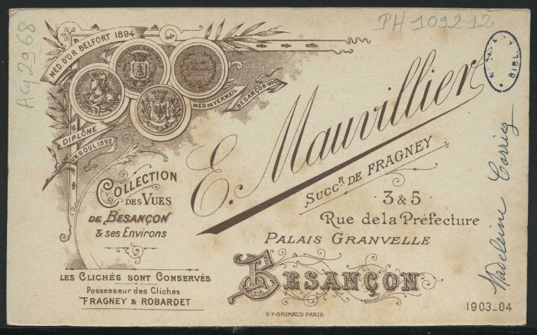 Mauvillier, Emile. "Madeleine Carriez", en buste