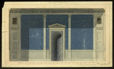 Elévation d'un mur avec papier peint bleu. Besançon