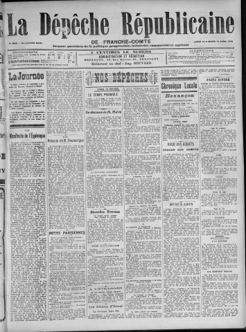 13/04/1914 - La Dépêche républicaine de Franche-Comté [Texte imprimé]