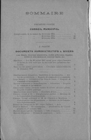 Registre des délibérations du Conseil municipal pour les années 1914 à 1919 (imprimé) avec table alphabétique.