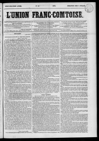 03/07/1870 - L'Union franc-comtoise [Texte imprimé]