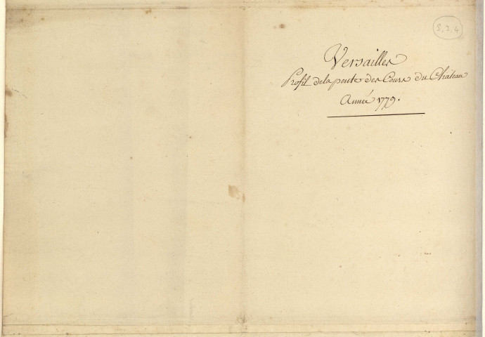 Versailles [Dessin] : projets pour la reconstruction du château : Versailles : profil de la pente des cours du château. Année 1779 / [Pierre-Adrien Pâris] , 1779