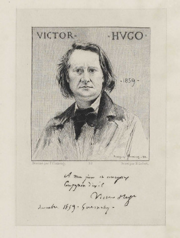 Victor Hugo - 1859 [image fixe] / H. Lefort  ; F. Flameng , Paris : I. Hébert éditeur, Imp. Ch. Chardon, 1859