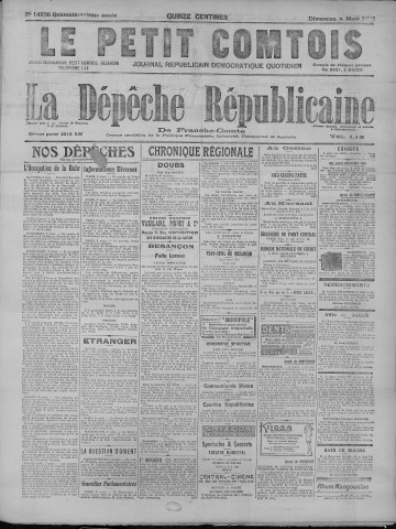 04/03/1923 - La Dépêche républicaine de Franche-Comté [Texte imprimé]