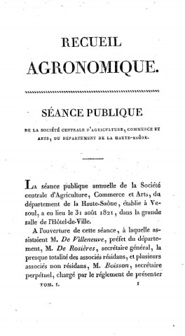 01/01/1824 - Recueil agronomique [Texte imprimé]