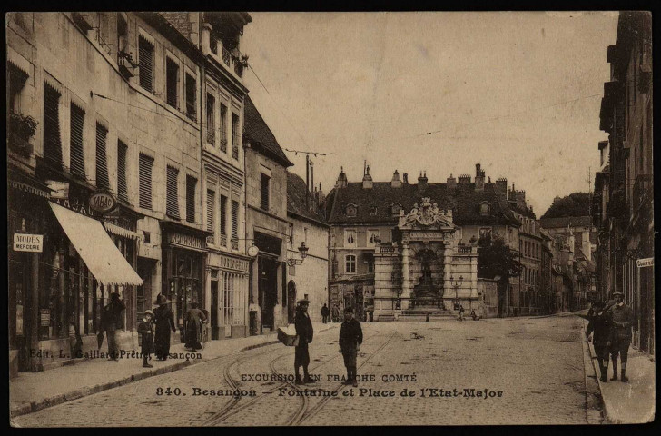 Besançon - Besançon - Fontaine et Place de l'Etat-Major. [image fixe] , Besançon : Edit. L. Gaillard-Prêtre-Besançon, 1912/1915