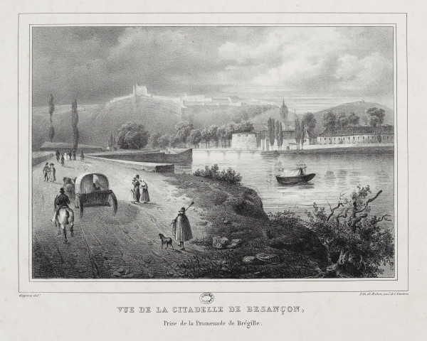 Vue de la Citadelle de Besançon, prise de la promenade de Brégille [image fixe] / Gigoux delt., Lith. de Raban, succr. de C. Constans , 1800/1899