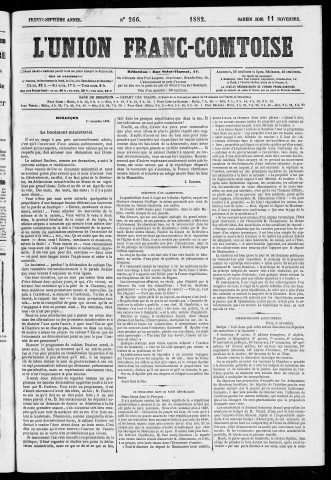 11/11/1882 - L'Union franc-comtoise [Texte imprimé]