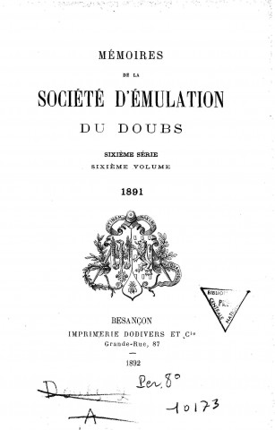 01/01/1891 - Mémoires de la Société d'émulation du Doubs [Texte imprimé]