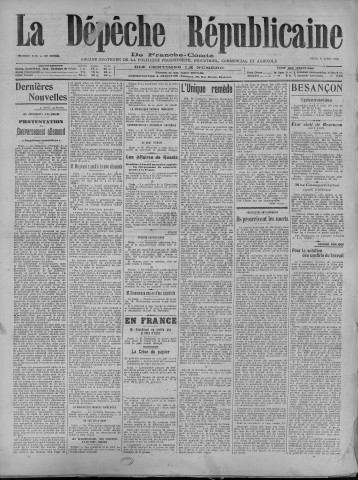 08/04/1920 - La Dépêche républicaine de Franche-Comté [Texte imprimé]