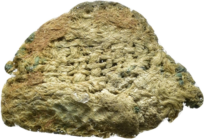 874.1.12.1 - pièce de monnaie ; tissu (fragment) ; denier estevenant